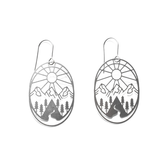 Sun and Wooded Mountains Dangling Earrings