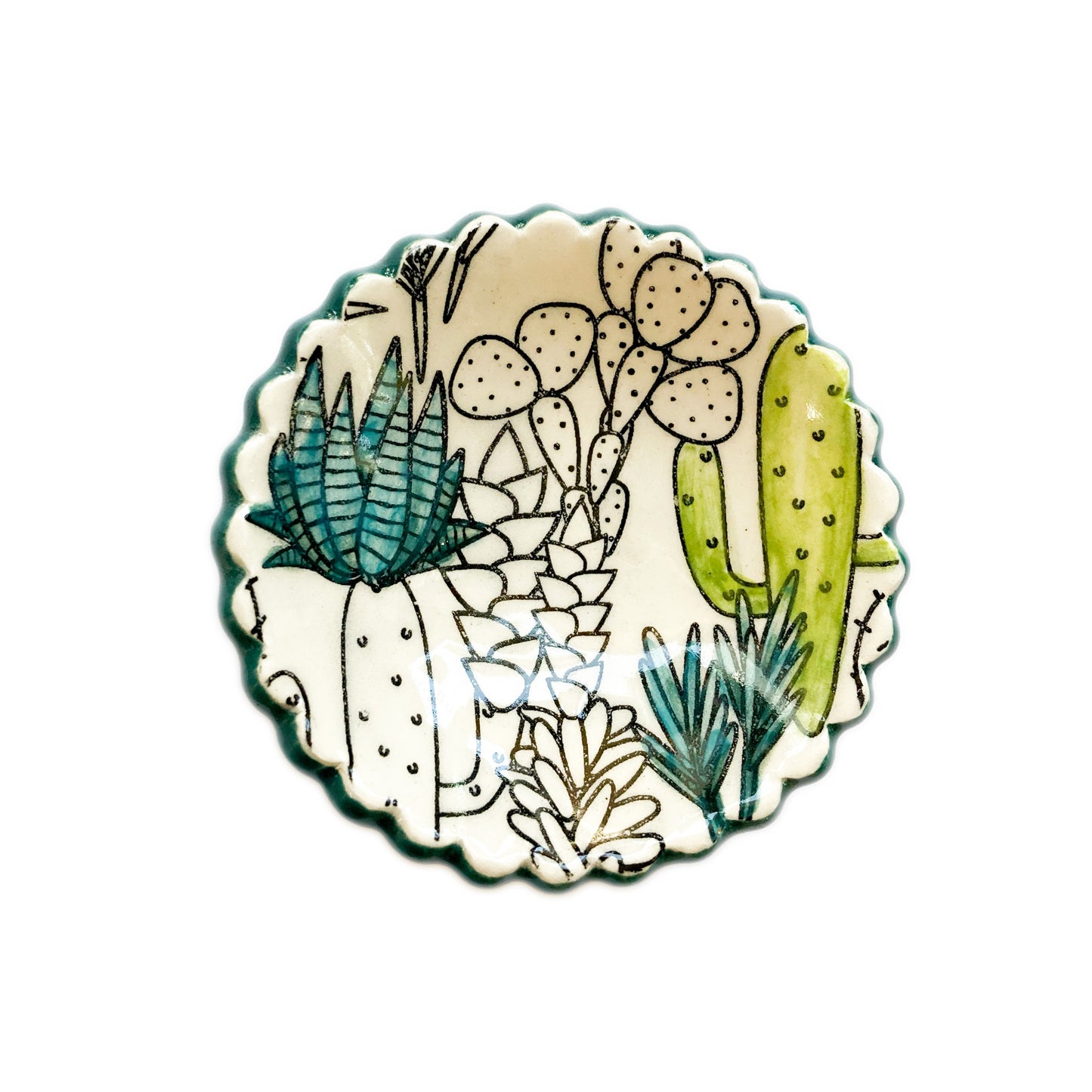 Cactus Pattern Round Ring Dish