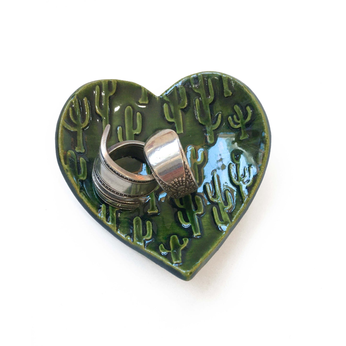 Ceramic Saguaro Heart Ring Dish